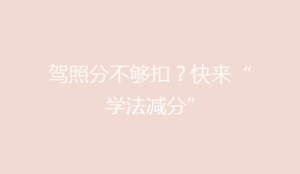 驾照分不够扣?快来“学法减分”